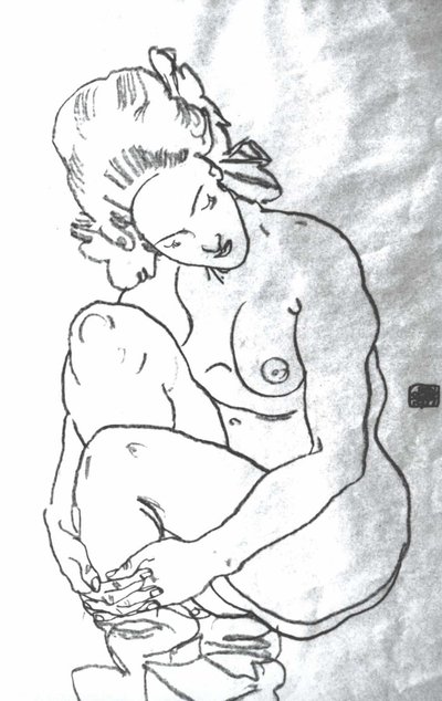 Crouching Nude by Egon Schiele